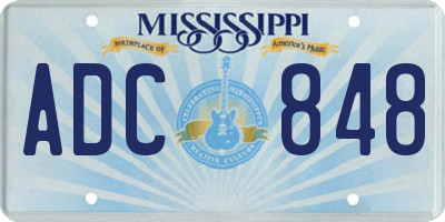 MS license plate ADC848