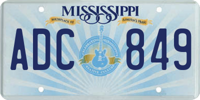 MS license plate ADC849