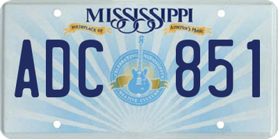MS license plate ADC851