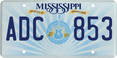 MS license plate ADC853