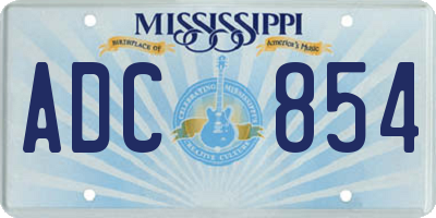 MS license plate ADC854