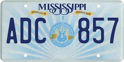 MS license plate ADC857
