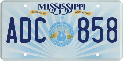 MS license plate ADC858
