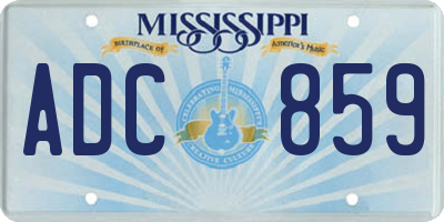 MS license plate ADC859