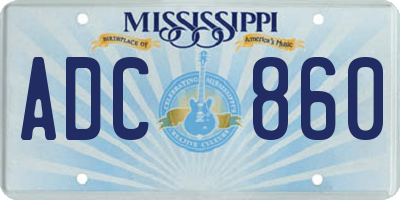 MS license plate ADC860