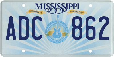 MS license plate ADC862