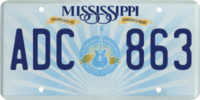 MS license plate ADC863