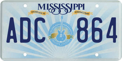 MS license plate ADC864