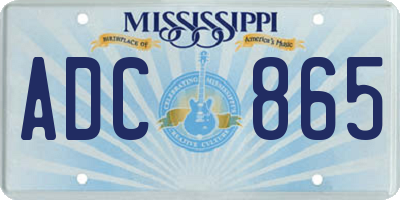 MS license plate ADC865
