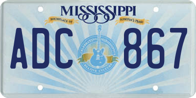 MS license plate ADC867