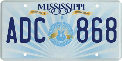 MS license plate ADC868