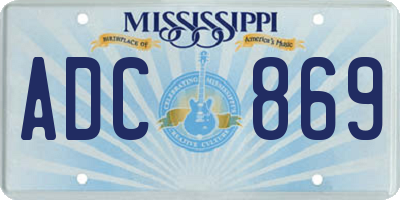 MS license plate ADC869