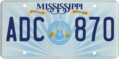 MS license plate ADC870