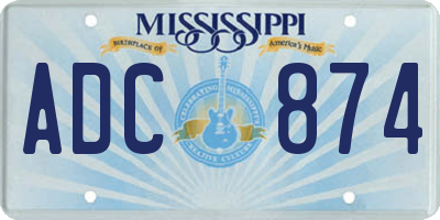 MS license plate ADC874