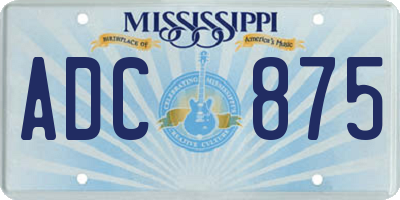 MS license plate ADC875
