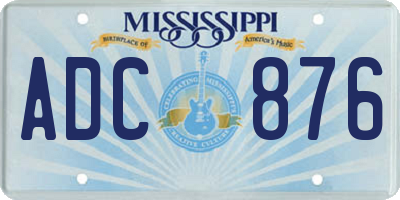 MS license plate ADC876