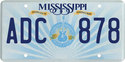 MS license plate ADC878