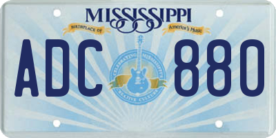 MS license plate ADC880