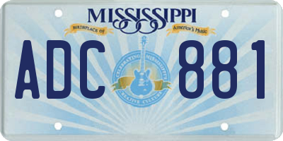 MS license plate ADC881