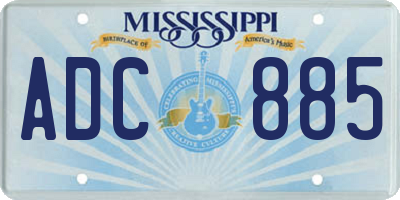 MS license plate ADC885