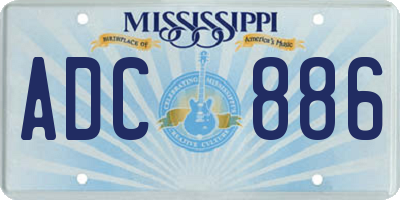 MS license plate ADC886