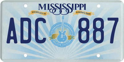 MS license plate ADC887
