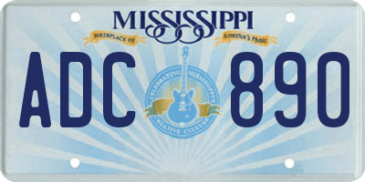 MS license plate ADC890