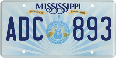 MS license plate ADC893