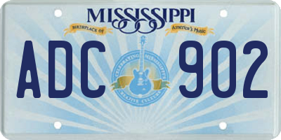 MS license plate ADC902