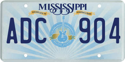 MS license plate ADC904
