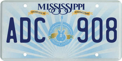 MS license plate ADC908