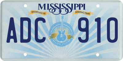 MS license plate ADC910