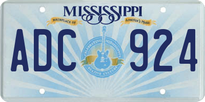 MS license plate ADC924