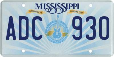 MS license plate ADC930