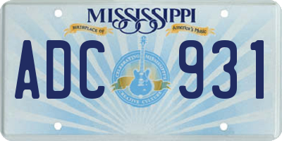 MS license plate ADC931