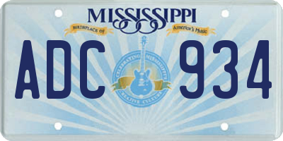 MS license plate ADC934