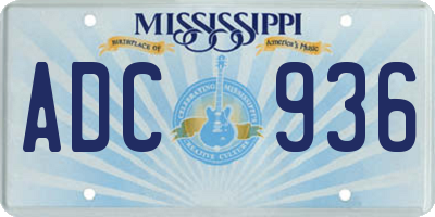 MS license plate ADC936