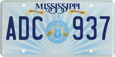 MS license plate ADC937