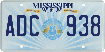 MS license plate ADC938