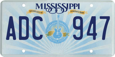 MS license plate ADC947