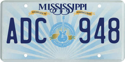 MS license plate ADC948