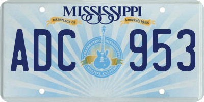 MS license plate ADC953
