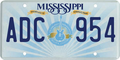 MS license plate ADC954