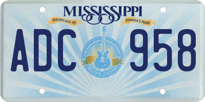 MS license plate ADC958