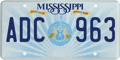 MS license plate ADC963