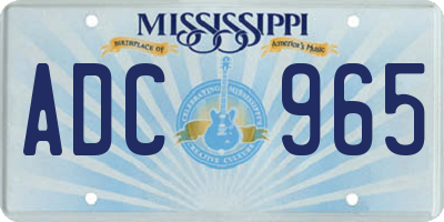 MS license plate ADC965