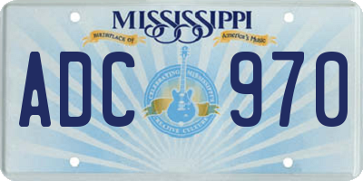 MS license plate ADC970