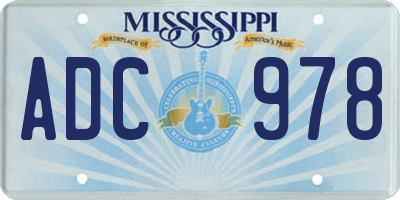 MS license plate ADC978