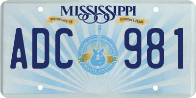 MS license plate ADC981