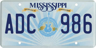 MS license plate ADC986